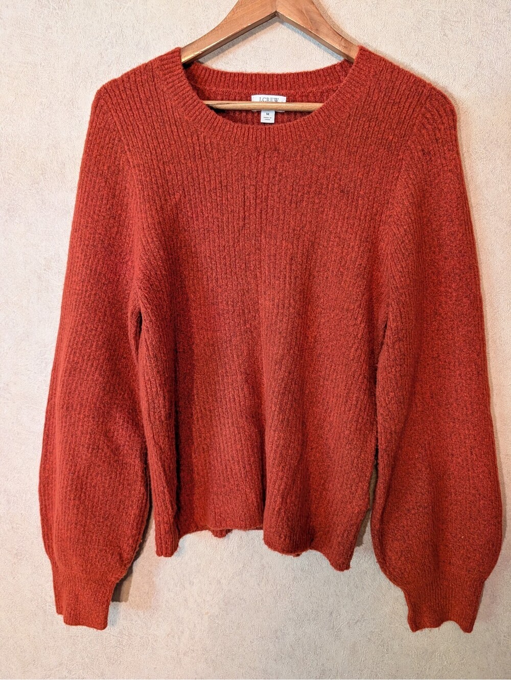 J.CREW burnt orange extra soft round neck sweater sz M